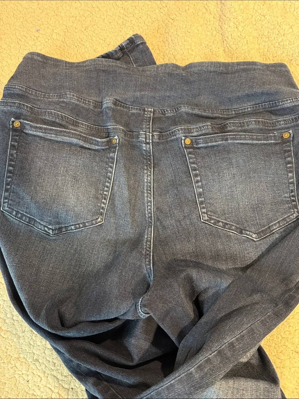 Belle by Kim Gravel Pull-On Stretch Waist Dark Blue Boot Cut Jeans